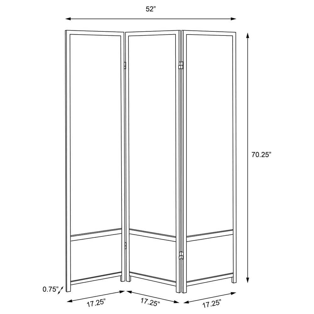 Black Transitional 3-Panel Folding Room Divider