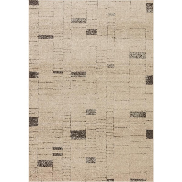 Bowery Slate/Taupe 5 ft. 5 in. x 7 ft. 6 in. Contemporary Geometric Area Rug