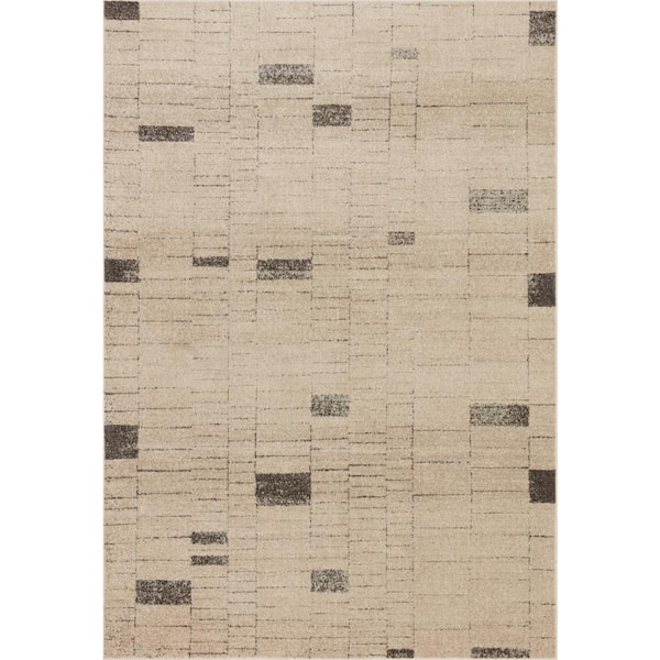 LOLOI II Bowery Slate/Taupe 2 ft. 3 in. x 7 ft. 6 in. Contemporary Geometric Runner Rug