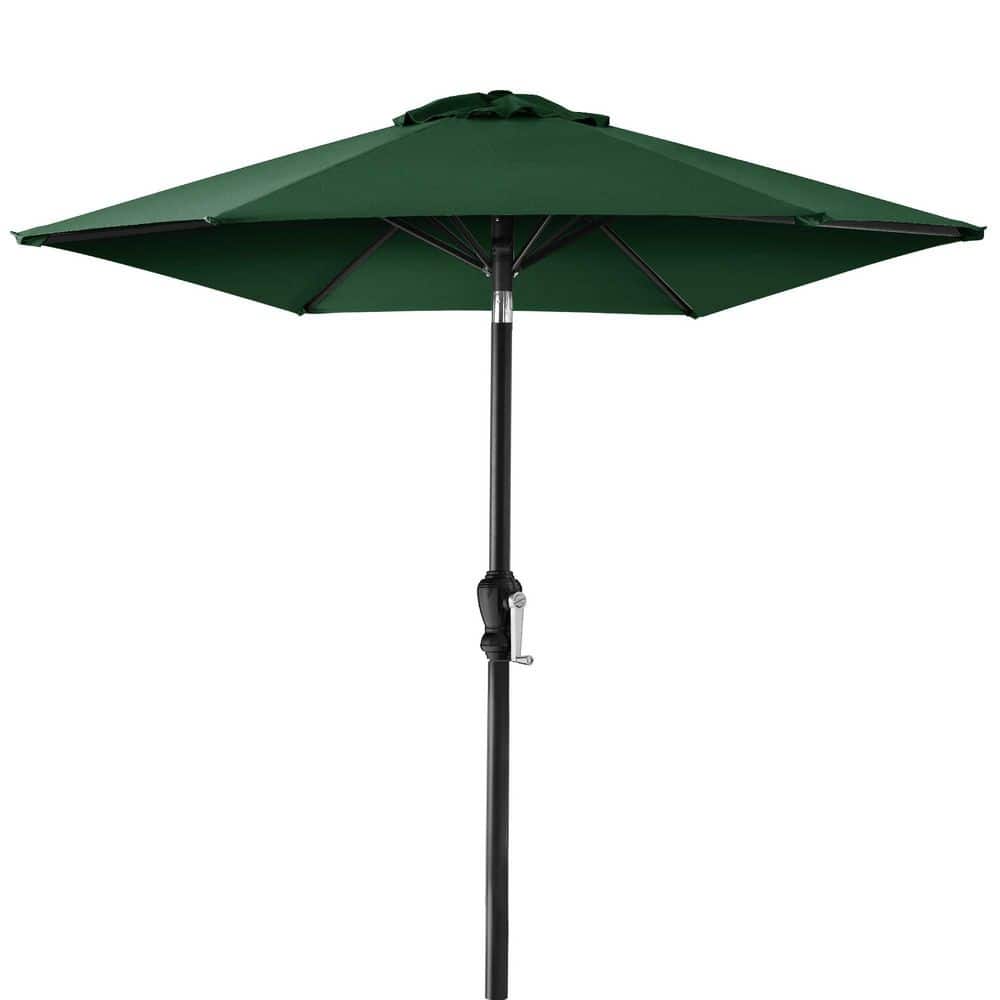 7.5 ft. Steel Market Tilt Patio Umbrella in Green with Crank Lift