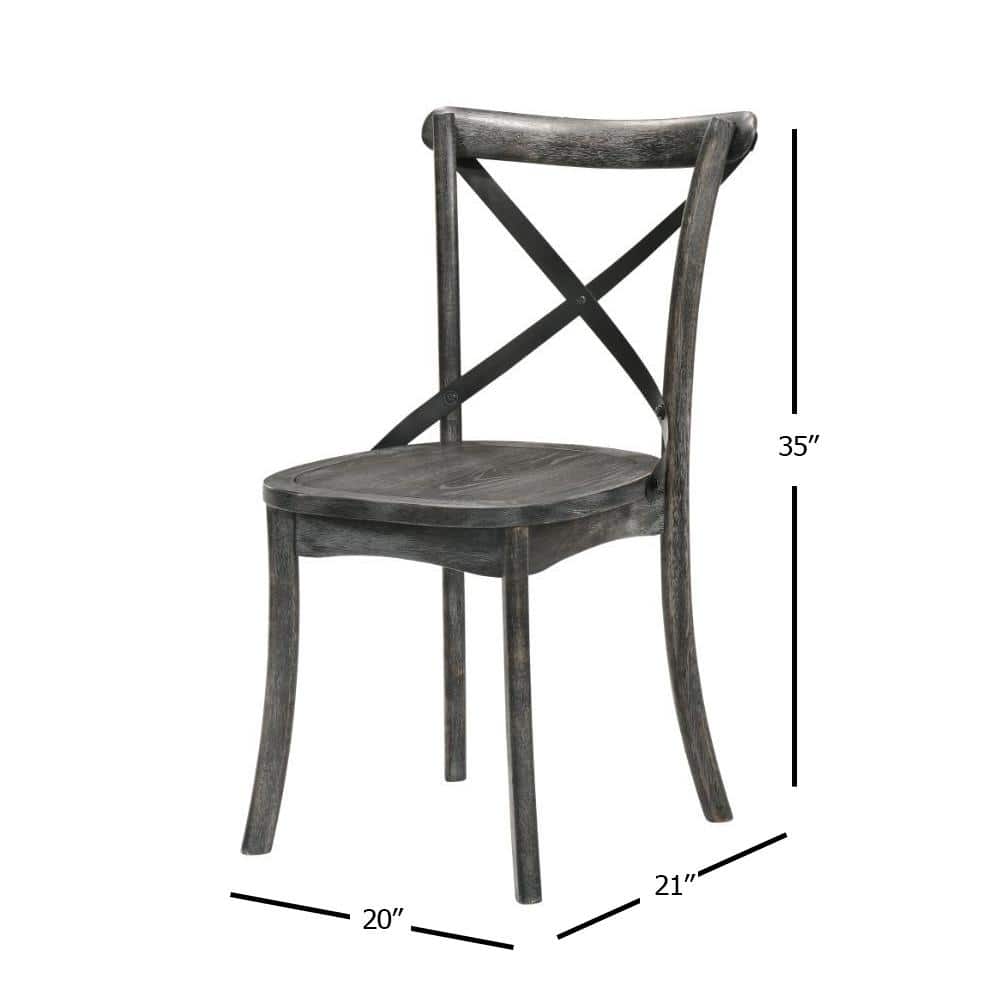 Rustic Gray High-Back Cross-Back Wooden Side Chair