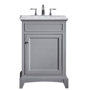 Elite Stamford 24 in. W x 24 in. D x 36 in. H Bath Vanity in Gray with White Carrara Marble Top with White Sink