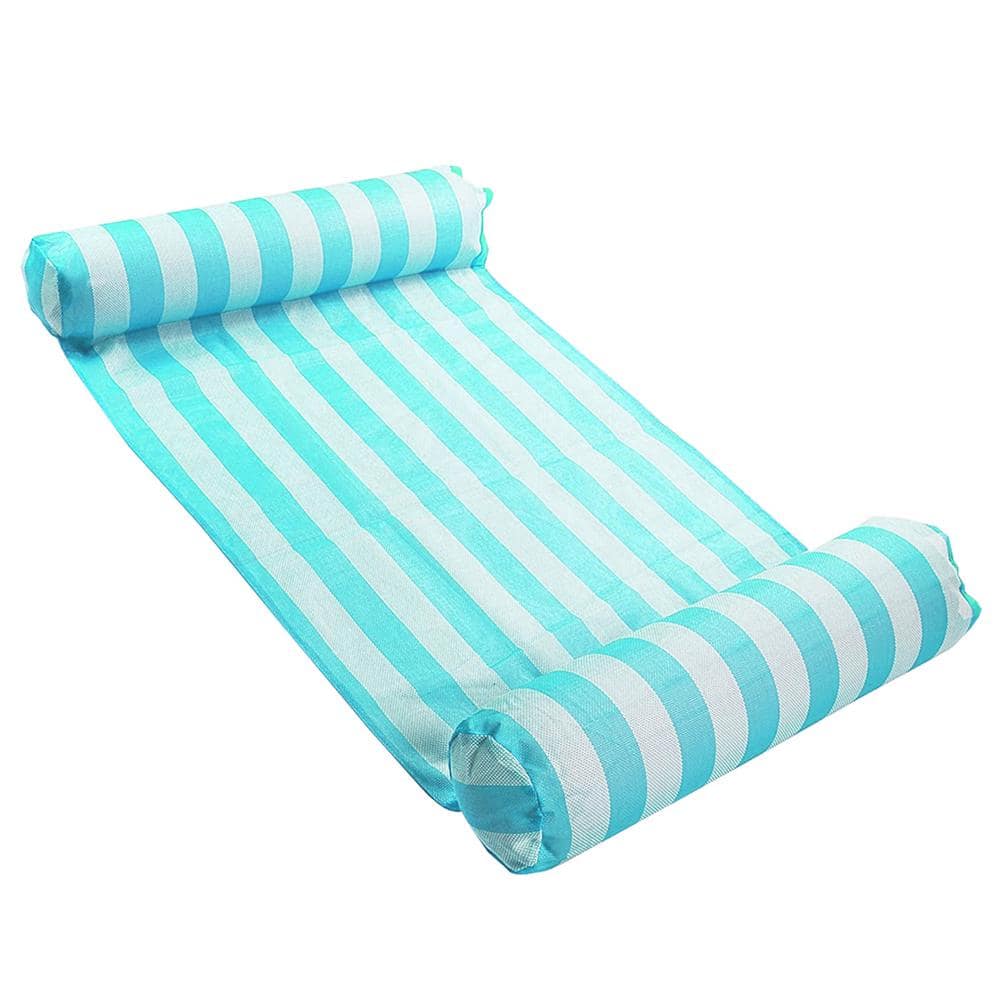 Teal Inflatable Striped Hammock Pool Float