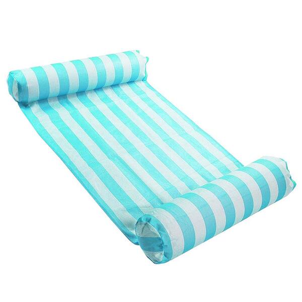 Unbranded Teal Inflatable Striped Hammock Pool Float