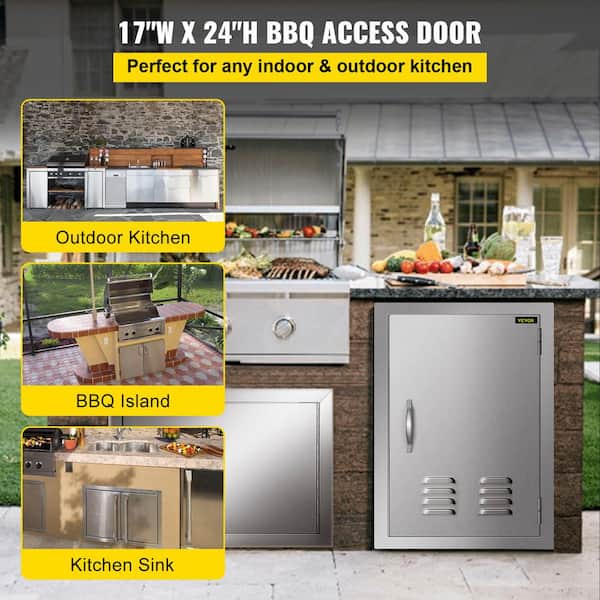 VEVOR 29Wx21H BBQ Doors Double Wall Outdoor Kitchen Stainless Steel BBQ Island