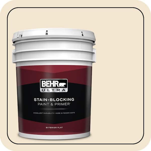 BEHR ULTRA 5 gal. #S300-1 French Creme Flat Exterior Paint & Primer