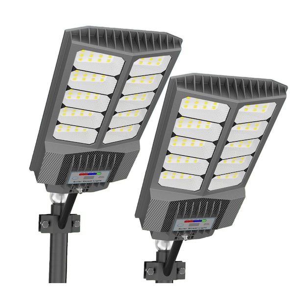 120-Volt 7000K 300000 Lumen LED Solar Street Work Light Outdoor Dusk-to-Dawn Adjustable Modes Pole Mount Tool Only