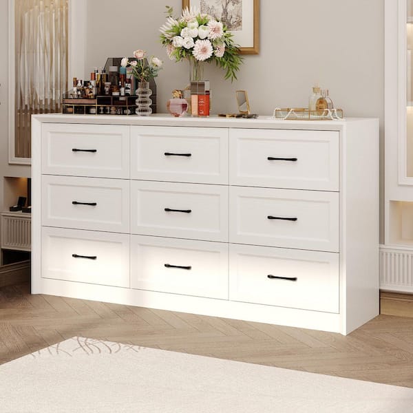 FUFU&GAGA Light Oak 9-Drawer Dresser without Mirror