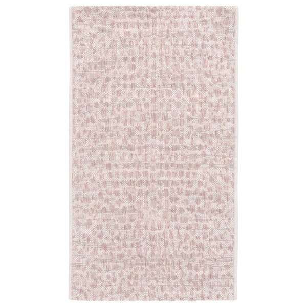 Courtyard Ivory/Blush Pink 3 ft. x 5 ft. Cheetah Geometric Indoor/Outdoor Area Rug