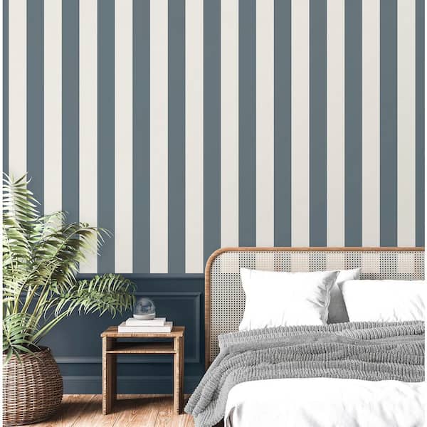 Tavish Blue Stripe Non-Pasted Wallpaper, 57.5 sq. ft.