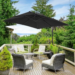 8.2 ft. Backyard Cantilever Hanging Patio Umbrella in Square Anthracite Canopy, Steel Pole and Ribs for Outdoors Beaches