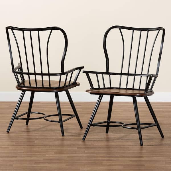 Elfrida Black Metal Dining Armchairs (Set of 2)