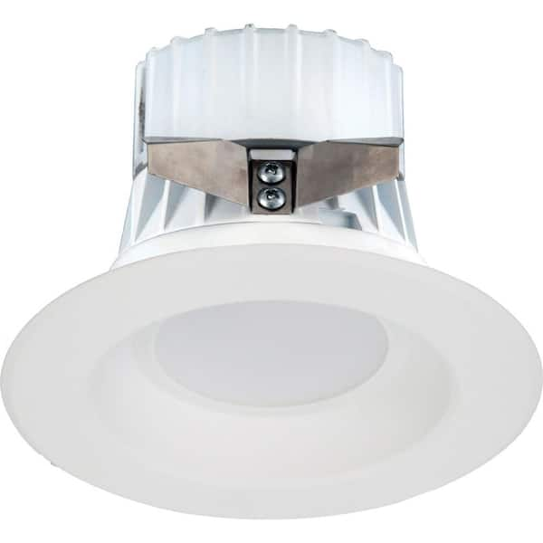 Volume Lighting 1-Light Indoor/Outdoor 4 in. 3000K White Aluminum Integrated LED Recessed Retrofit Downlight and Round Trim and Lens