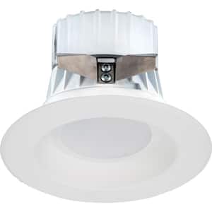1-Light Indoor/Outdoor 4 in. 3000K White Aluminum Integrated LED Recessed Retrofit Downlight and Round Trim and Lens