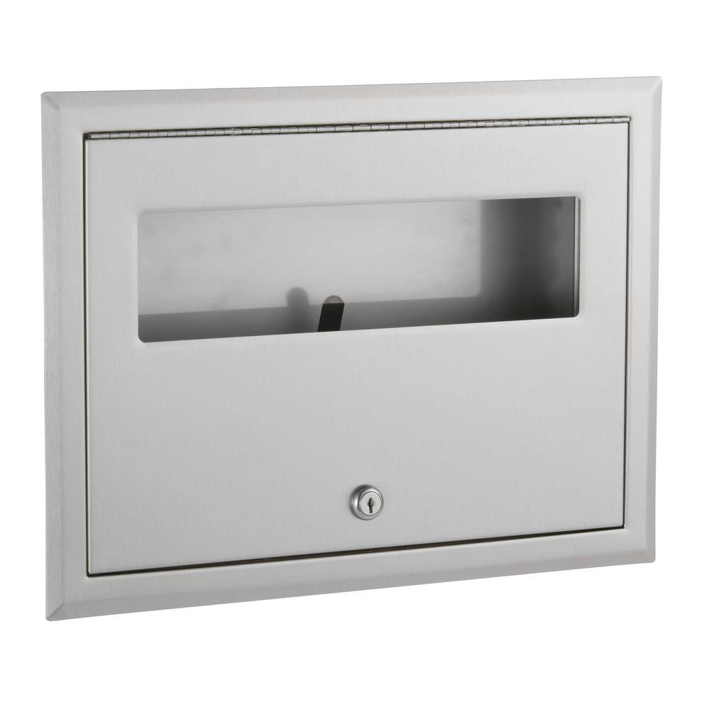 BOBRICK ClassicSeries Satin Stainless Steel Recessed Toilet Seat Cover Dispenser B301 The