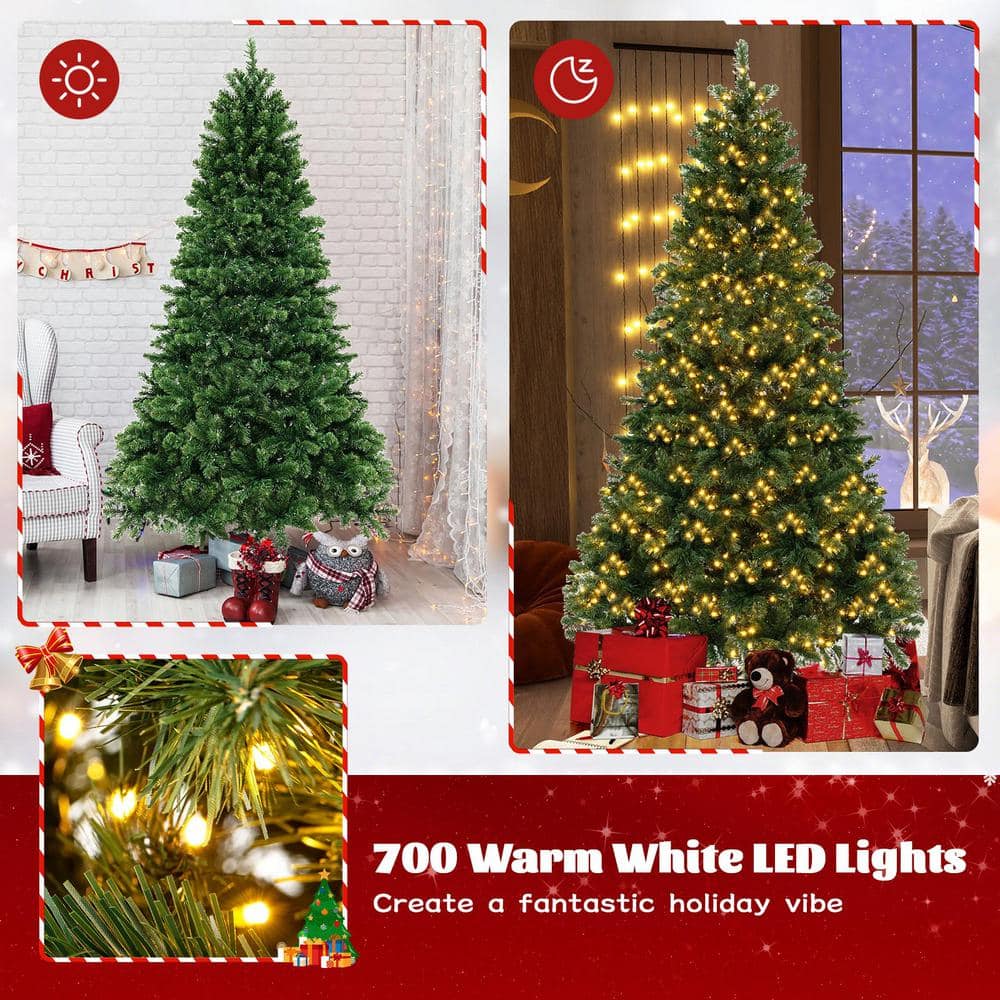 7-Foot Green PVC Christmas Tree with Warm White LED Lights