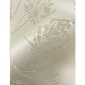 Champagne Glass Beaded Wild Grass Paper Unpasted Nonwoven Wallpaper Roll 57.5 sq. ft.