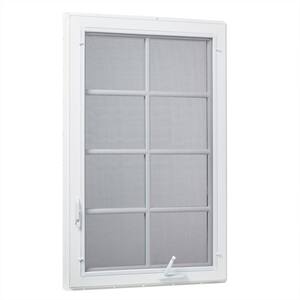30 in. x 60 in. Left-Hand Vinyl Casement Window with Grids and Screen in White