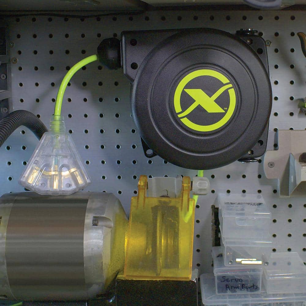 Flexzilla 25 ft. Retractable Extension Cord Reel with Lighted Triple Tap