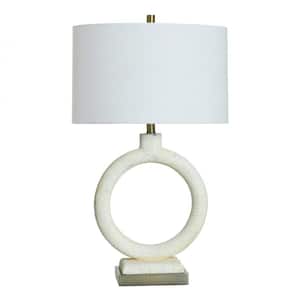 30.5 in. Brass Task and Reading Table Lamp for Living Room with White Cotton Shade