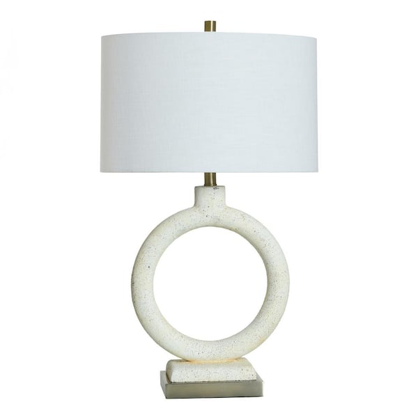 StyleCraft 30.5 in. Brass Task and Reading Table Lamp for Living Room with White Cotton Shade