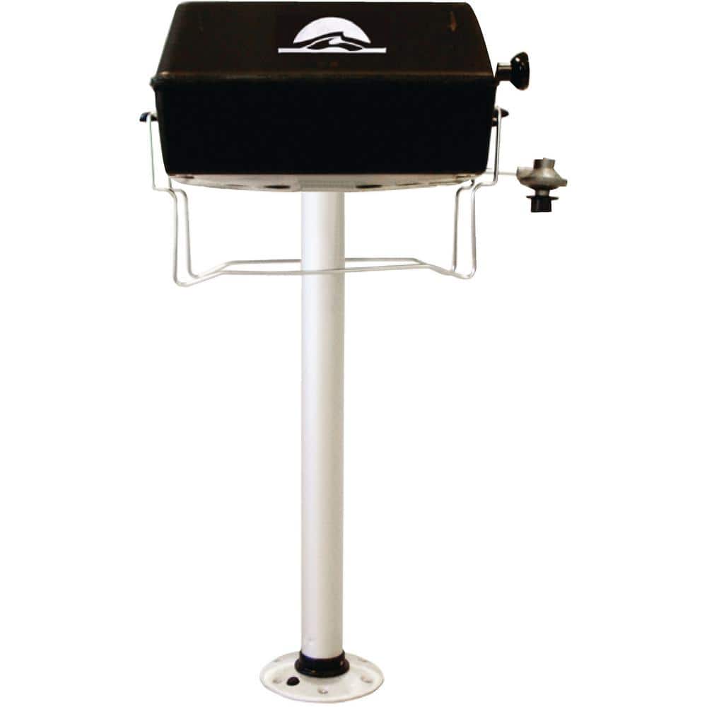 UPC 038132560529 product image for 1-Burner Portable Propane Gas Grill With Thread Lock 29 in. Post in Black | upcitemdb.com