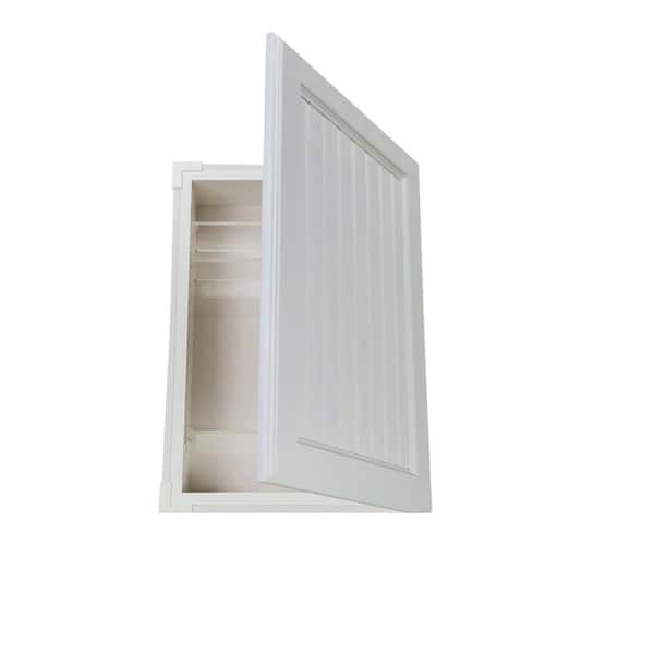 WG Wood Products 15.5 in. W x 23.5 in. H 3.5 in. D Canyon Lake Beadboard Door White Recessed Solid Wood Medicine Cabinet without Mirror