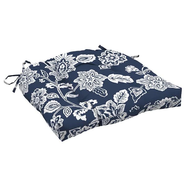 ARDEN 20 in. x 18 in. Sapphire Blue Ashland Jacobean Square Outdoor Wicker Chair Cushion