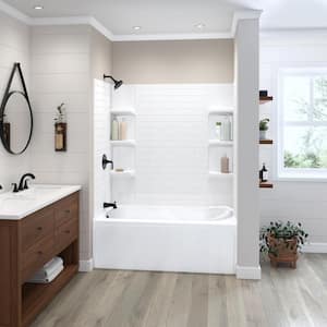60 in. W x 58 in. H Polystyrene Glue-Up Tub Wall and Shower Surround in Classic Subway Pattern