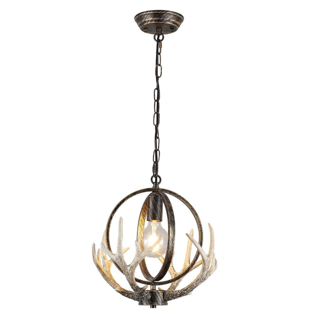 1 light Black Rust Gold Globe Rustic Farmhouse Chandelier With Resin 4 Antlers for Kitchen Island with no bulbs included price history on PriceWatchPro