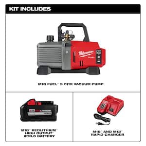 M18 18V Lithium-Ion Cordless 5 CFM Vacuum Pump Kit and M18 FUEL 1/4 in. Hex Impact Driver Kit with Two 5.0Ah Batteries