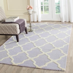Cambridge Lavender/Ivory Doormat 3 ft. x 5 ft. Geometric Trellis Area Rug