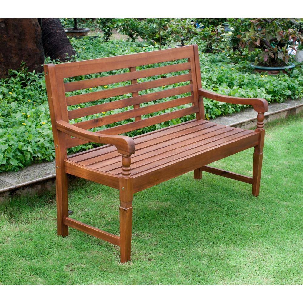 Nantucket Natural Acacia Wood Garden Bench