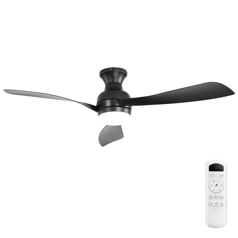 52 in. Indoor LED Black Flush Mount Modern Ceiling Fan with Reversible DC Motor and Remote Control price history on PriceWatchPro