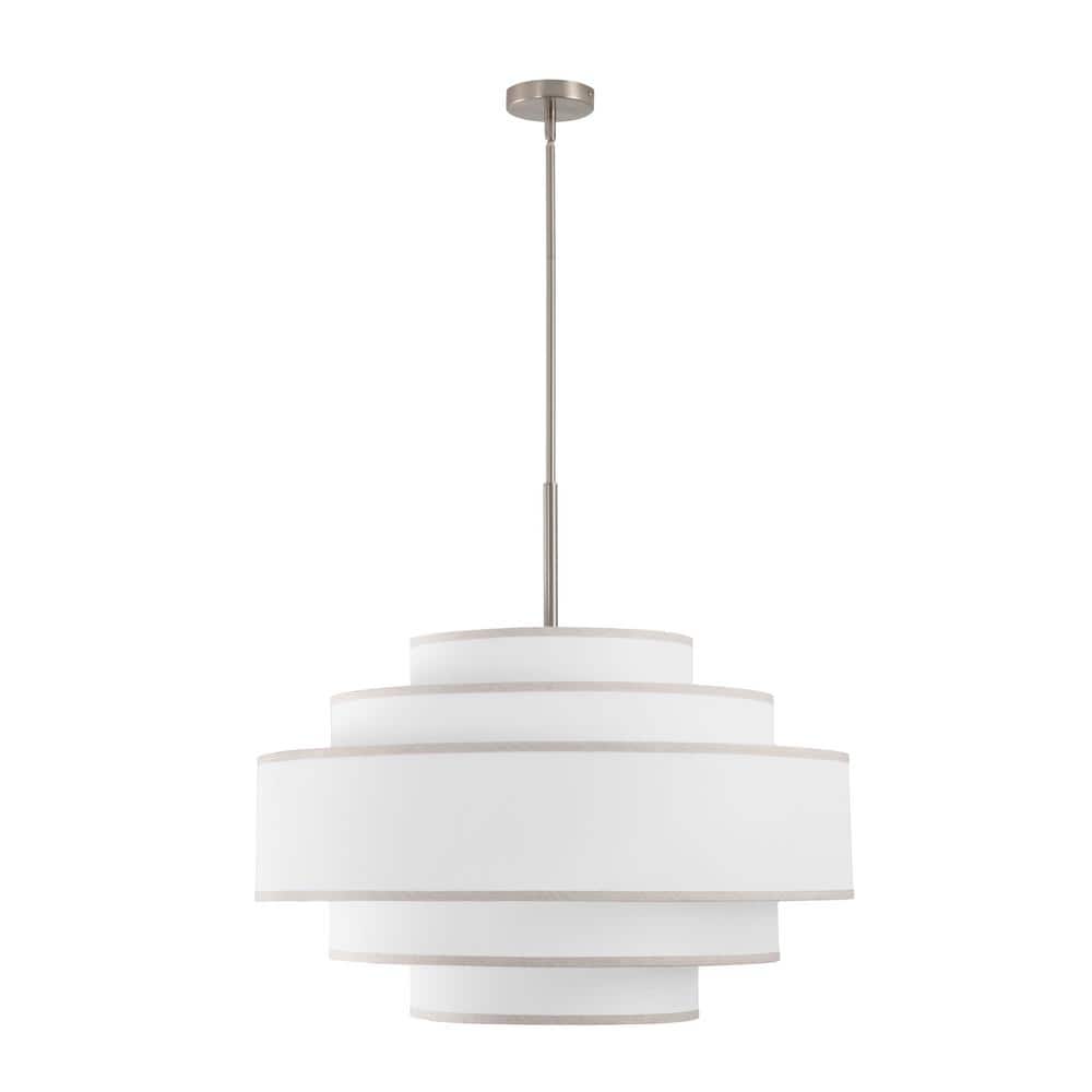 MLiAN 30 in. 7-Light Brushed Nickel Tiered Drum Chandelier with