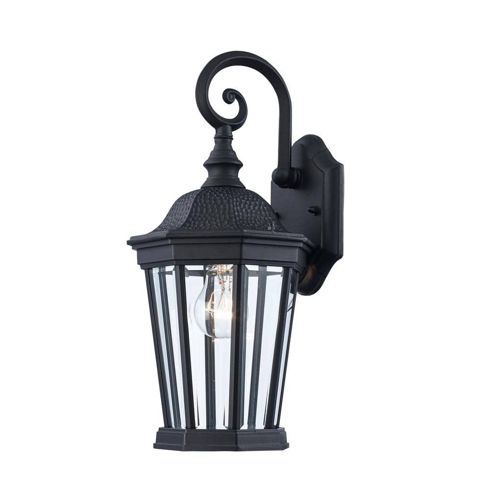 Westfield 16.5 in. 1-Light Black Outdoor Wall Light Fixture with Clear Glas