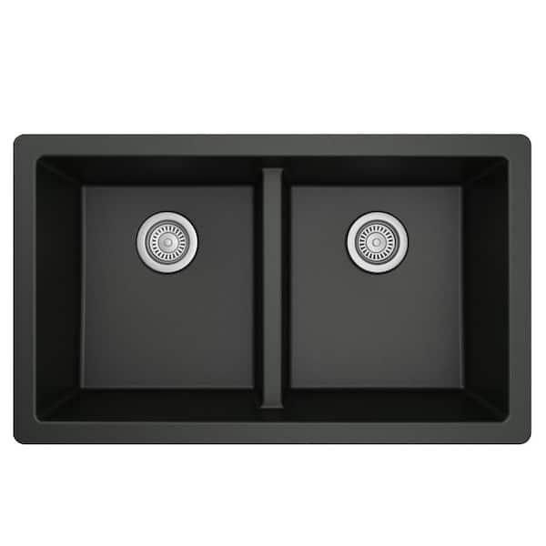 ONEX® Undermount Double bowl 32-in x 20-in x 9-in & 7-in D