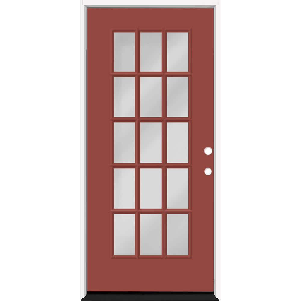 Reliant 32 in. x 80 in. Full Lite 15L SDL Clear Glass LHIS Morocco Red Finish Fiberglass Prehung Front Door 4-9/16 Jamb price history on PriceWatchPro
