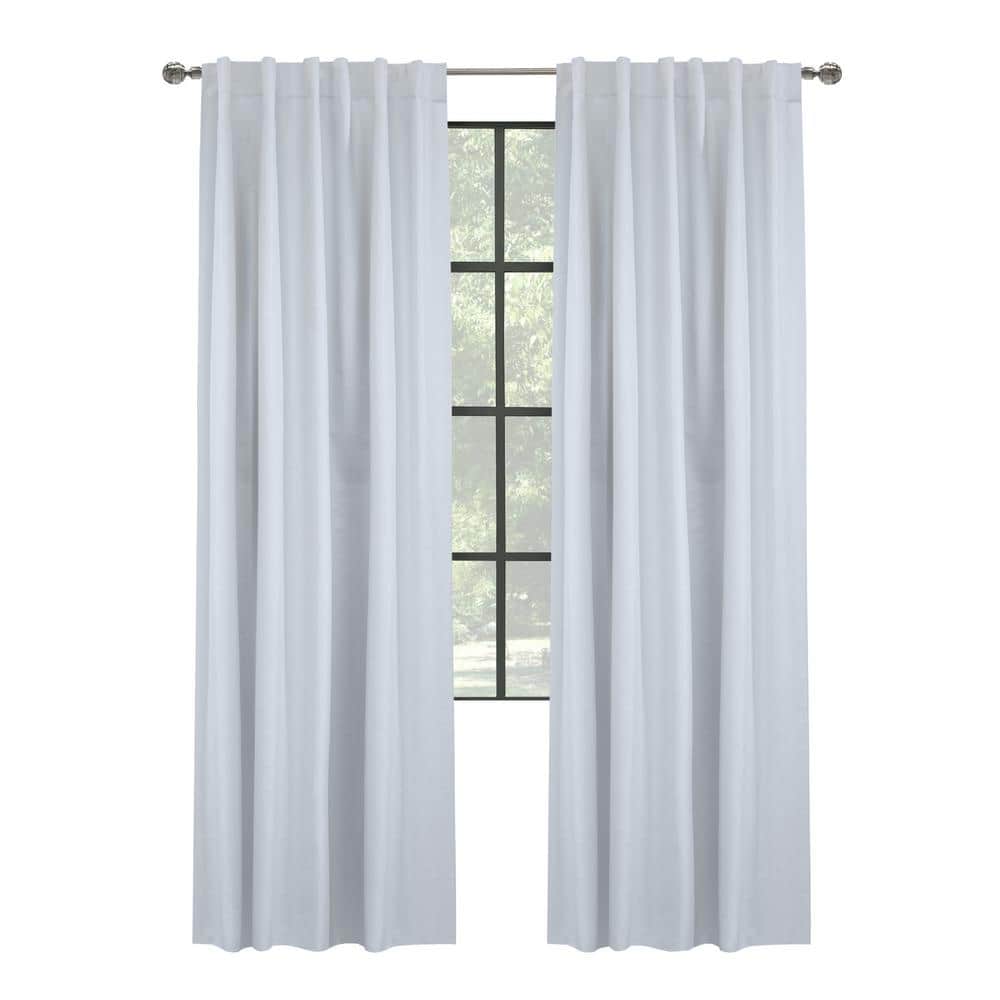 Baxter White Polyester Textured 52 in. W x 84 in. L Dual Header Indoor Blac