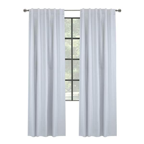 Unbranded Baxter White Polyester Textured 52 in. W x 84 in. L Dual Header Indoor Blackout Curtain (Single Panel)