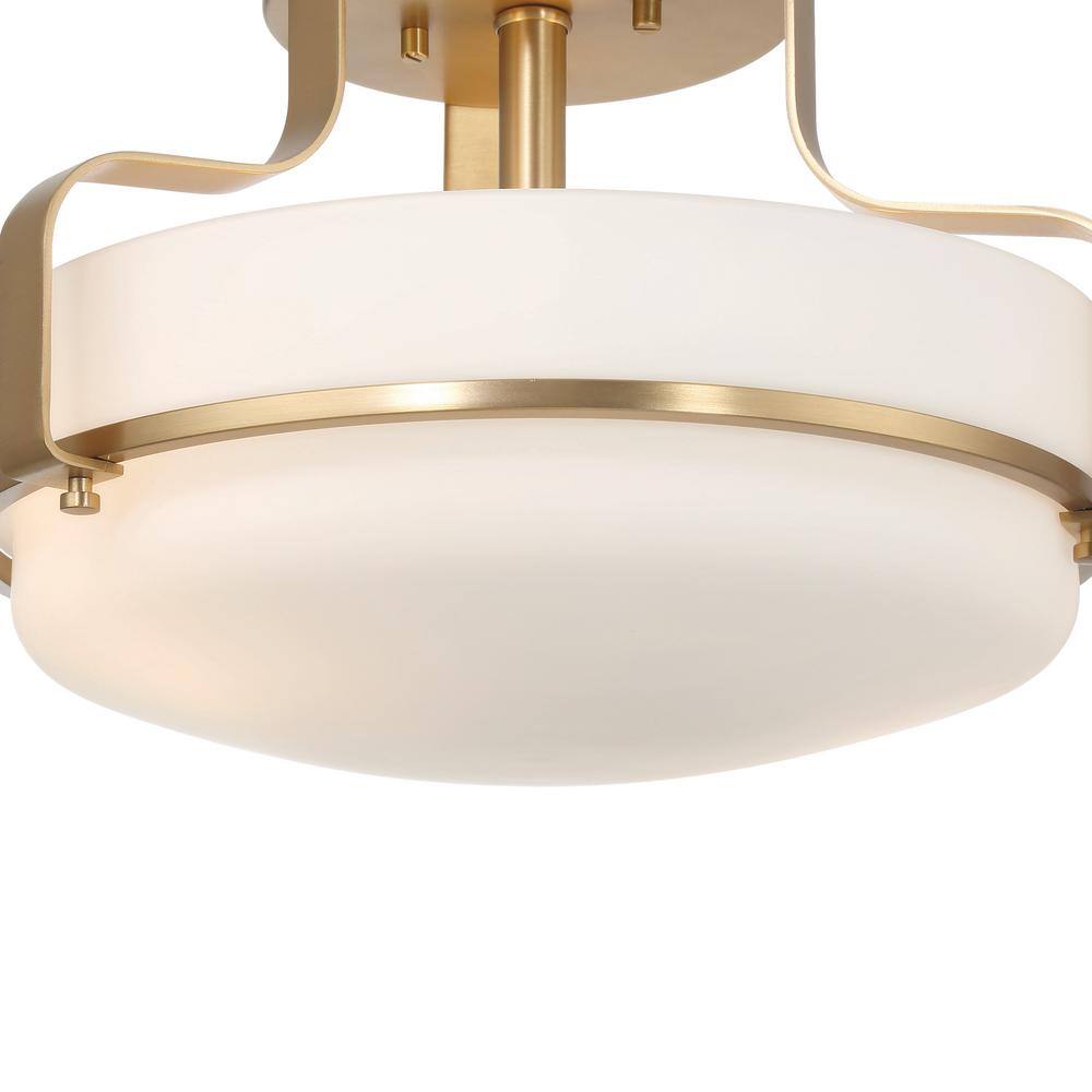 Allegra White and Gold Glass Drum Semi-Flush Mount Light