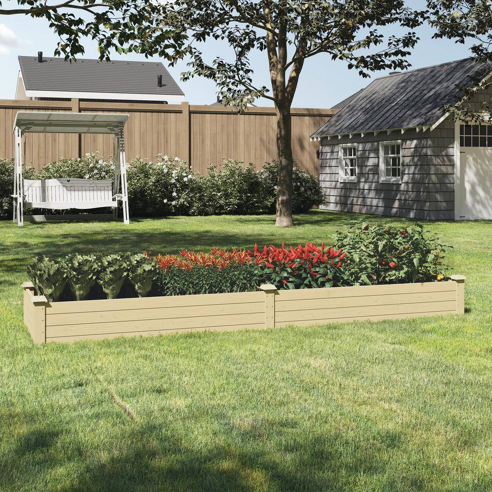 8ft x 2ft Natural Fir Wood Raised Garden Bed