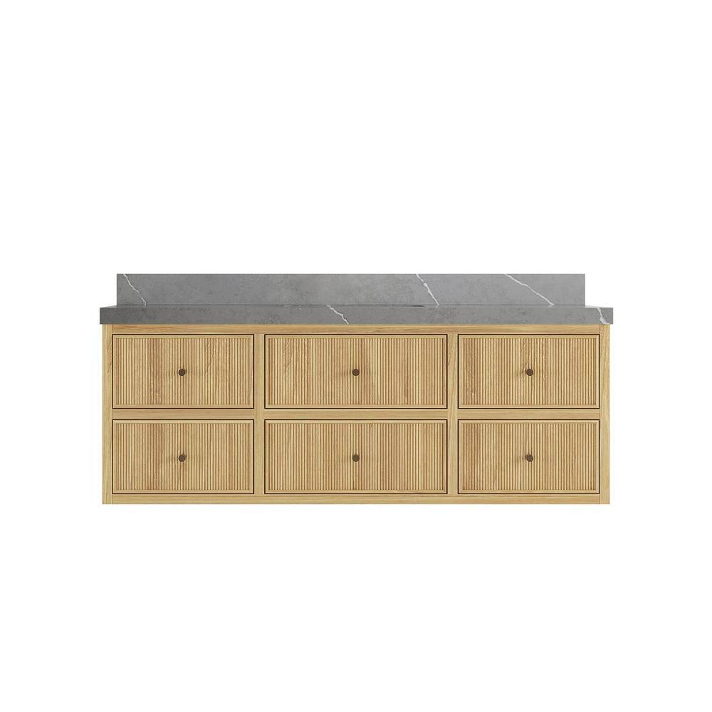Sonoma Floating 60 in. H Single Sink Freestanding Light Natural Bath Vanity with Piatra Gray Quartz Top Unassembled price history on PriceWatchPro