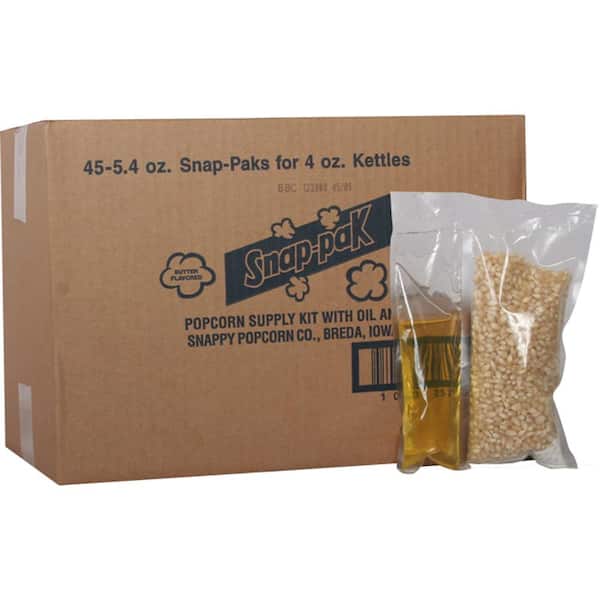 Snap-Pak 5.4 oz. White Popcorn, Oil and Seasoning Kit for 4 oz. Poppers (24-Pack)