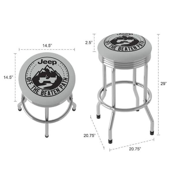 Jeep Black Mountain 29 in. White Backless Metal Bar Stool with