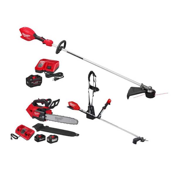 M18 FUEL 18V 16 in. Brushless Cordless Straight Shaft String Trimmer Kit w/ M18 Brush Cutter, M18 Top Handle Chainsaw