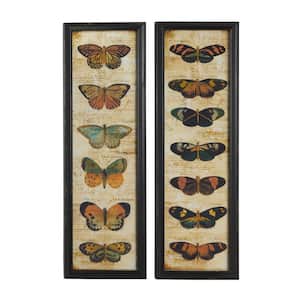 2- Panel Butterfly Framed Wall Art with Black Frame 36 in. x 11 in.