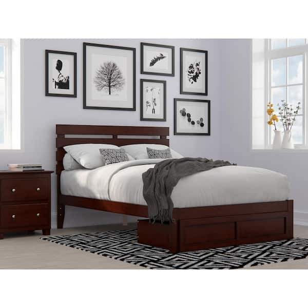 AFI Oxford Walnut Full Bed with Foot Drawer and USB Turbo Charger