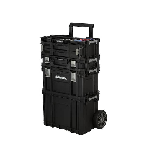 Husky - Connect Stackable Portable 2 Drawer 13 Compartment Small Tools and Parts Organizer With Removable Dividers