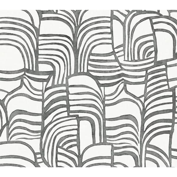Featherwork Black and White Premium Peel and Stick Wallpaper